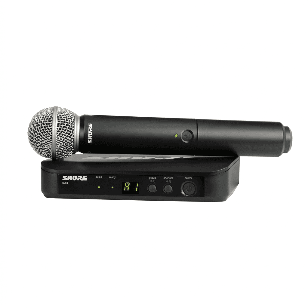 Shure SM58 BLX24 Funkmikrofon – Professionelles UHF-Funkmikrofon-Set mit SM58 Kapsel, Empfänger und Koffer – bis zu 100 m Reichweite mieten